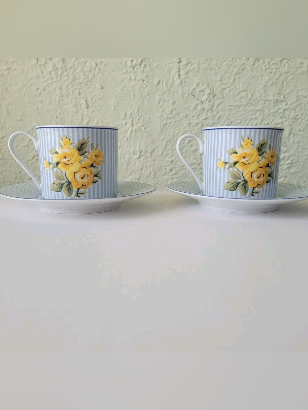 Laura Ashley Brighton Rose Tea Cup and Saucer Set of 2 Dishwasher Microwave Safe
